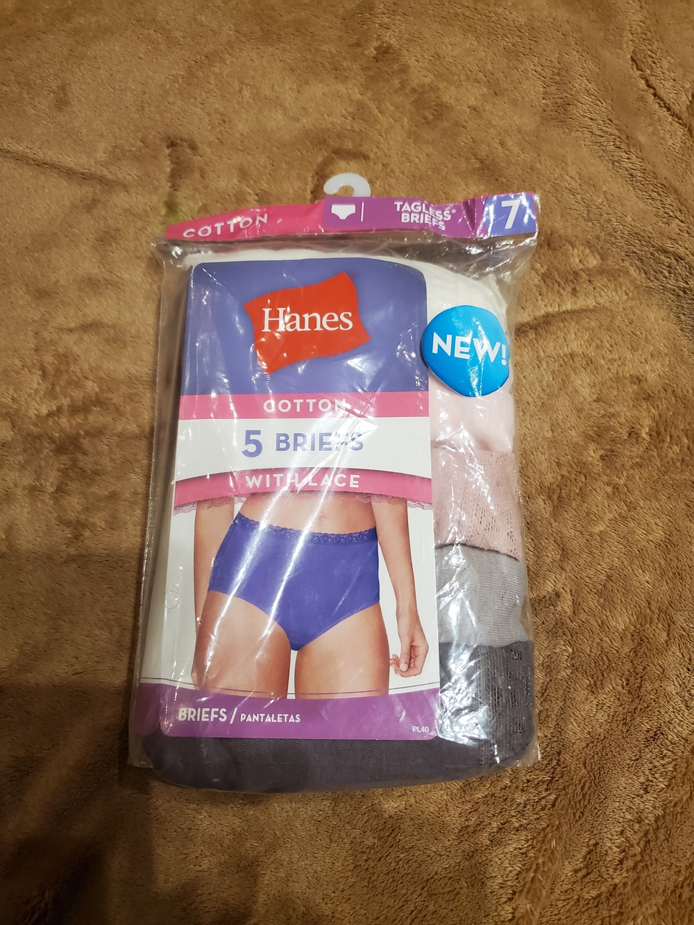 Hanes Women's 5-Pack Cotton Briefs – Purple, Pink & Gray Size 7